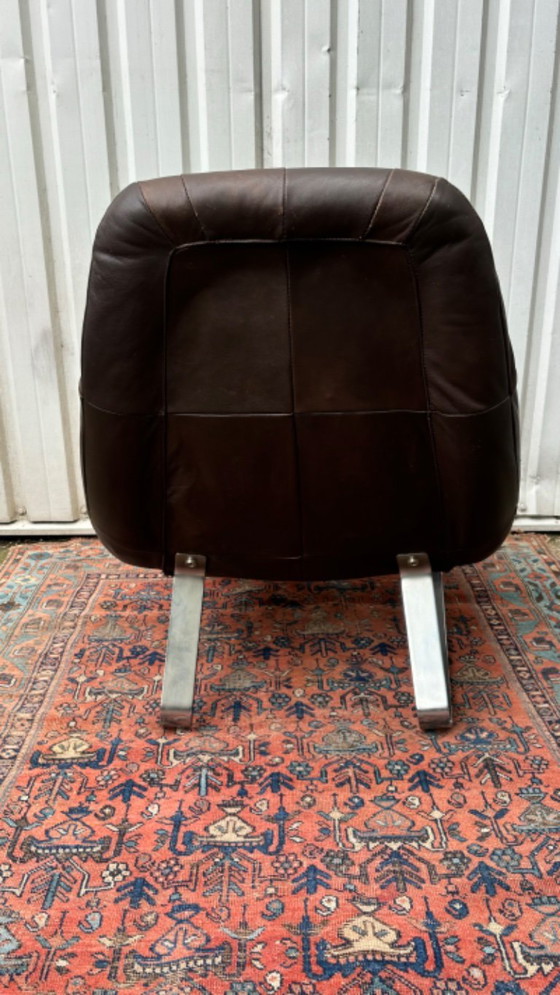 Image 1 of Mid-century leather armchair with ottoman