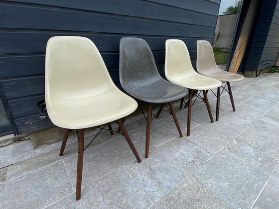 Image 1 of Set of 4 Eames Herman Miller Vintage DSW Fiber Walnut Chairs