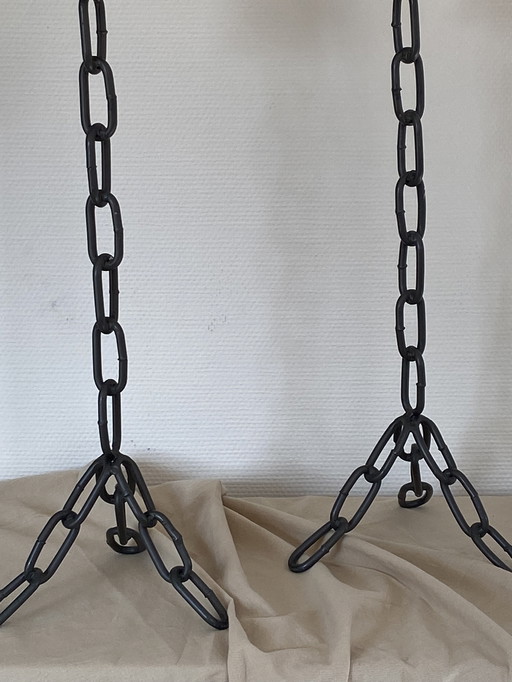 Bougeoirs Vintage en Fonte à Maillons de Chaînes