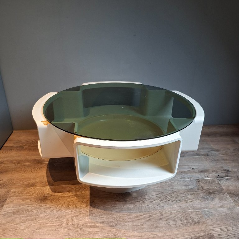 【Space Age】GALAXY Glass Center Table Space Age Coffee Table. Designer Jean Maneval. Curver | €575 | Whoppah