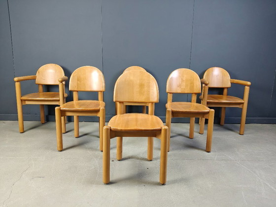 Image 1 of Rainer Daumiller pine wood dining chairs for Hirtshals Savvaerk set of 6, 1980s