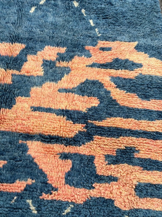 Alfombra marroquí Mrirt azul de 185x250 cm, alfombra bereber de lana hecha a mano, alfombra marroquí de lujo. (photo 8 of 11)