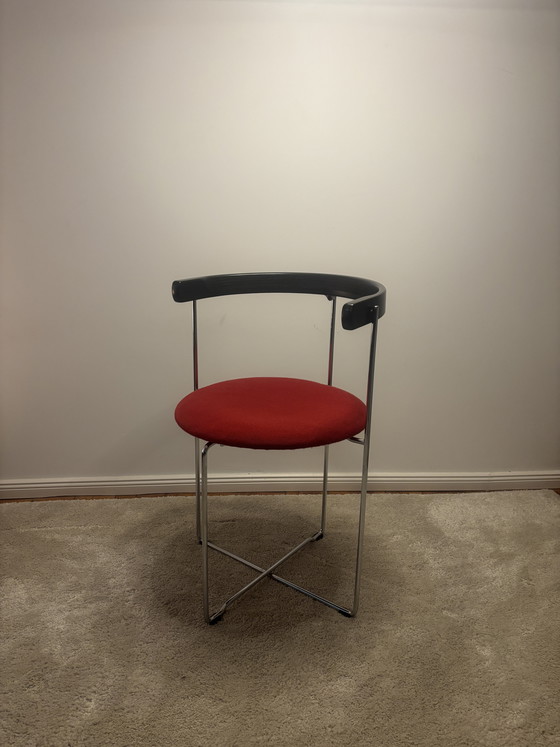 Image 1 of Ensemble de 4 chaises design vintage Soley Kusch & Co, rouge/chrome