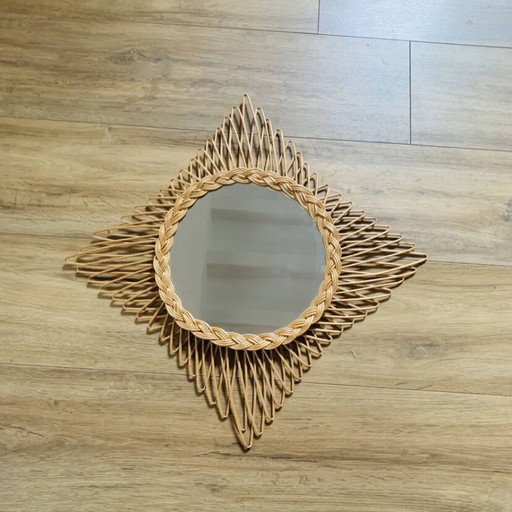 Vintage wicker mirror