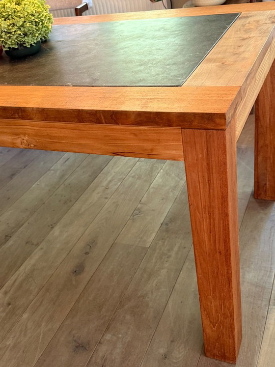 Indo Esstisch oder Outdoor-Holz/Teak/Blaustein – Esstische, Stone, Wood (photo 4 of 7)