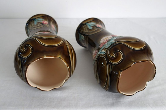 Art Nouveau Vases and Cache-Pots by De Bruyn, 1920s, Decorative Objects, Ceramic, Brown (photo 8 of 15)