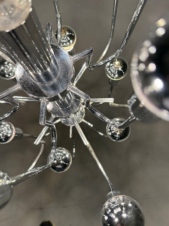Image 1 of Mid-century chrome Sputnik chandelier by Gaetano Sciolari, Italy, 1970s