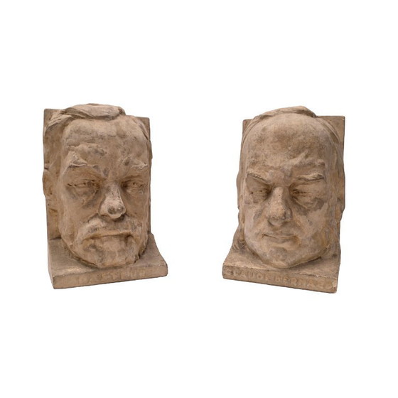 Image 1 of Französische Buchstützen aus Gips von Joanny Durand, Anfang des 20. Jahrhunderts