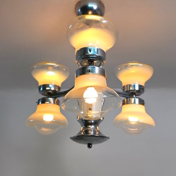 Image 1 of Mazzega Deckenleuchte, brutalistischer Murano-Kronleuchter aus den 1950er Jahren