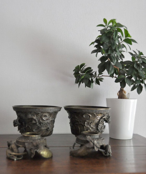 Image 1 of Japan - Pair of incense burners - Edo period - Signed KOMIN JU (ref 2912)