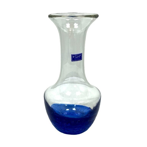 Image 1 of "Flirt" Glass Vase by R&B Ritzenhoff Breker – Cobalt Crackle Glass – 1990s