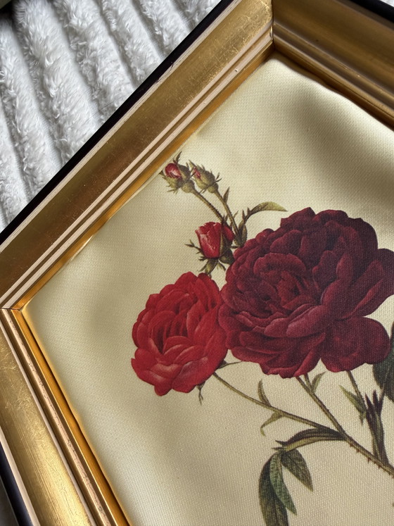 Image 1 of Peintures sur soie encadrées Style Redouté 25x20
