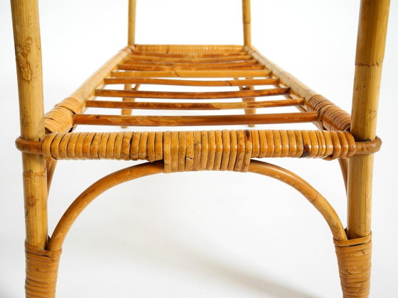 Lovely Small Italian 1960s Bamboo Side Or Coffee Table With A Iced Glass Top, Side tables, Brown, Vintage (photo 20 of 21)