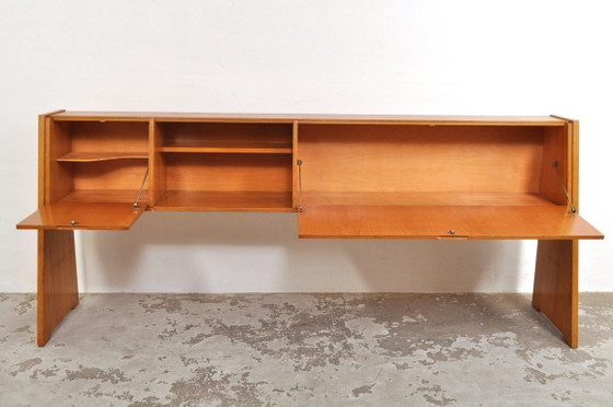 Mid-century sideboard with slanted front, 1950s – Wood (photo 7 of 13)
