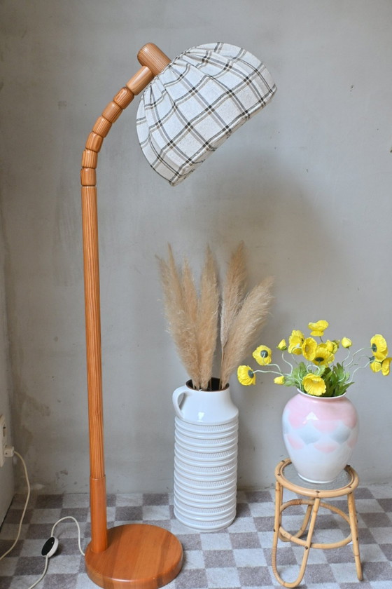 Image 1 of Adjustable Vintage Floor Lamp - Solid Pine, Steinhauer 1970s