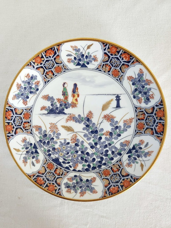 Image 1 of 5 piatti di porcellana giapponese con decorazioni di mani di geisha