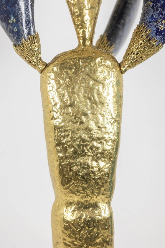 Image 1 of Jacques Duval Brasseur, Groot cactussculptuur in verguld messing. 1992