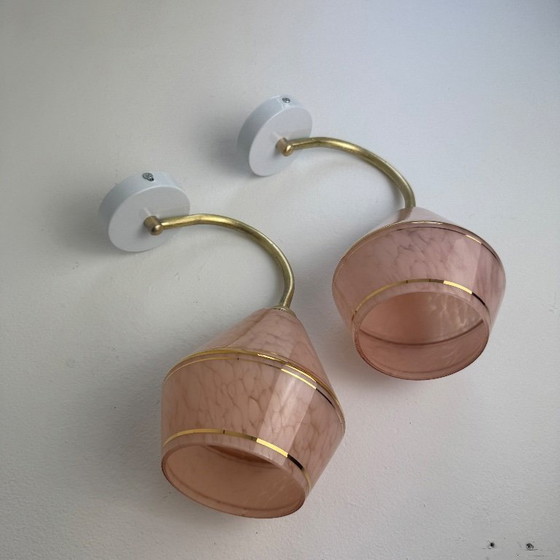 Image 1 of Coppia di applique da parete in vetro Clichy vintage