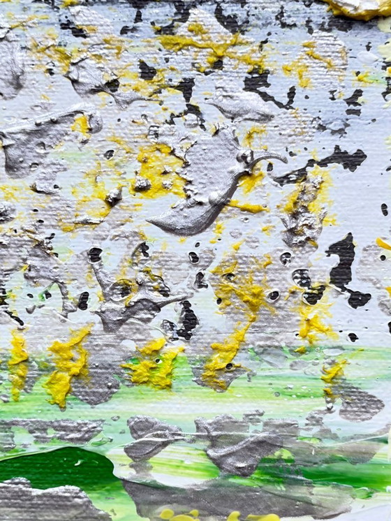 Image 1 of Abstract painting VOLT Limoncello - original modern artwork 18 x 24 cm.