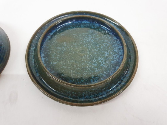 Image 1 of Beurrier en céramique bleue, France, années 1960