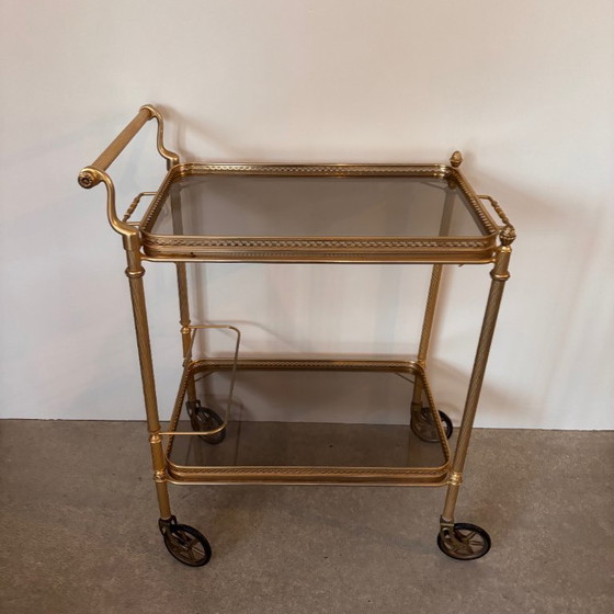 Image 1 of Carrello di servizio in ottone dorato