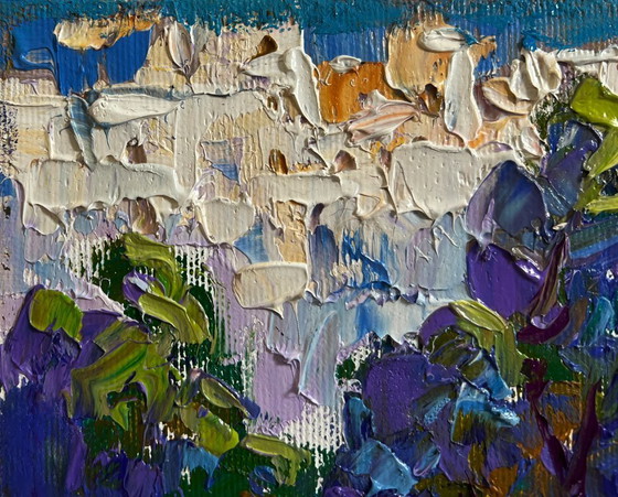 Image 1 of Original Oil Painting Summer City Landscape A walk through the city park