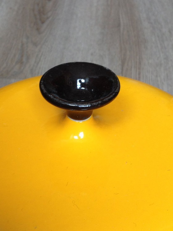 Image 1 of Le Creuset 23 La Mama Enzo Mari vintage yellow cast iron casserole dish