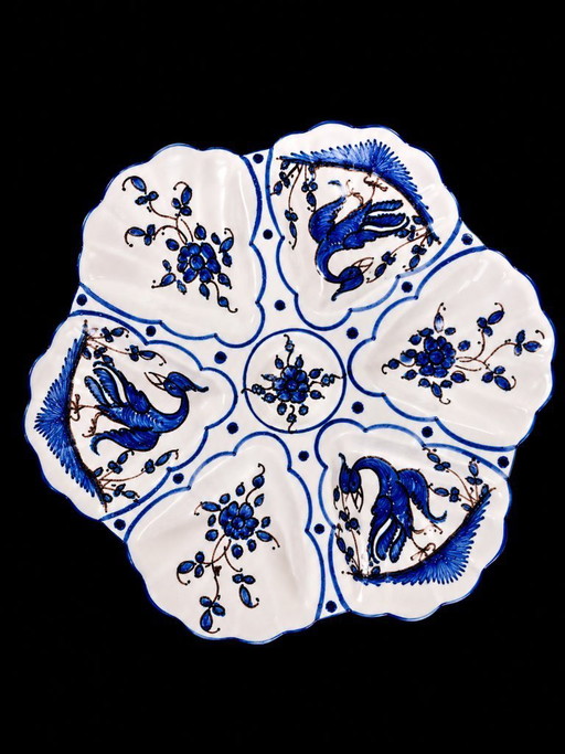 Vintage French Oyster Plate 12X – Moustiers Style (ca. 1940)