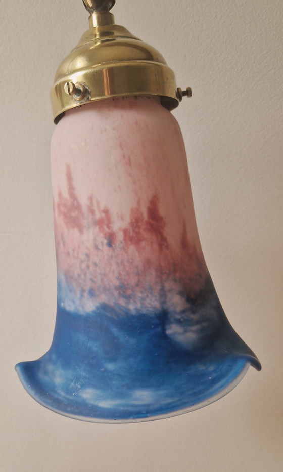 Image 1 of Art Nouveau stijl lamp- Messing en glaspasta- 1920's