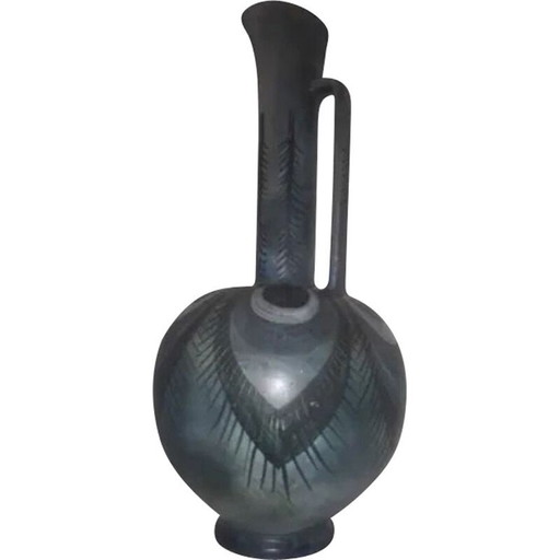 Vintage Keramik Schild Hals Vase von Mmjolly
