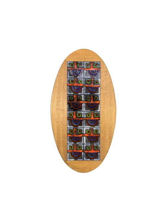 Image 1 of Oval coffee table in oak and ceramic by Guillerme & Chambron for Your Home