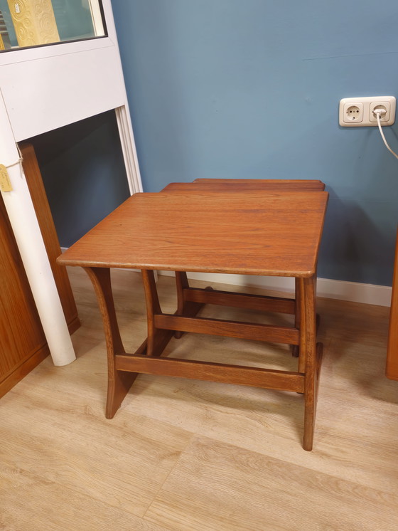 Image 1 of Vintage Teak Mimiset Nesting Bijzettafel Tafeltje 