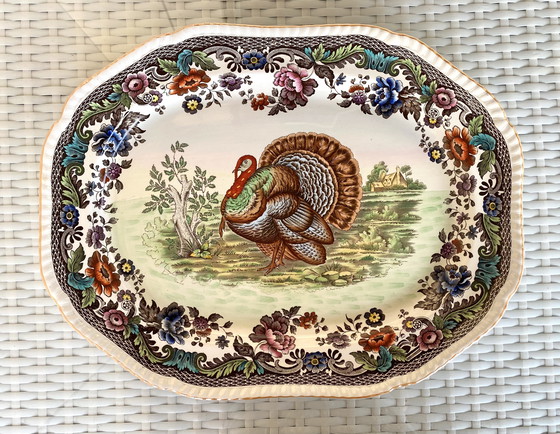 Image 1 of Oval serving platter / plate from Copeland Spode with turkey motif