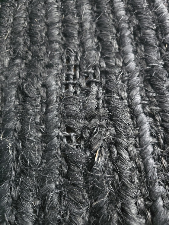 Image 1 of Exclusief Bananenblad-vezel Vloerkleed (3x4m) – Antraciet/Zwart