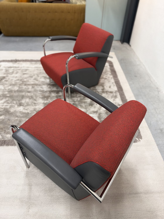2 Poltrone Leolux Scylla rosso grigio, Altro, Pelle (foto 8 di 9)