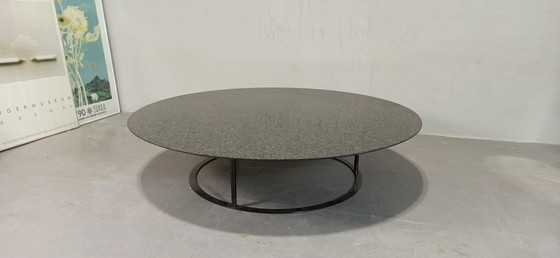 Image 1 of Postmodern round granite top coffee table 