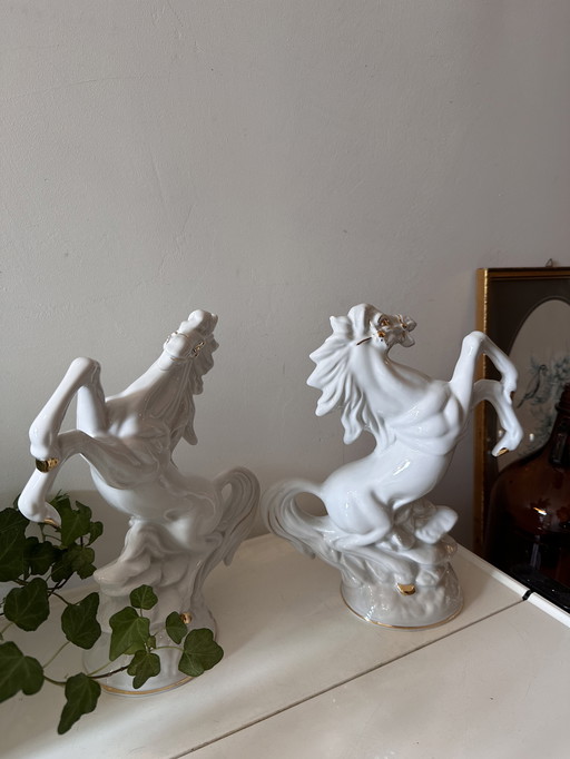 Porcelain horses capodimonte style from Italy 1960s