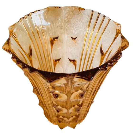 Image 1 of Jarrón Stolze Art Déco de cristal rosa melocotón, década de 1930