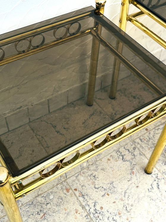 Pair of Belgo Chrome Side tables, Belgochrom, Brass, Gold (photo 10 of 14)