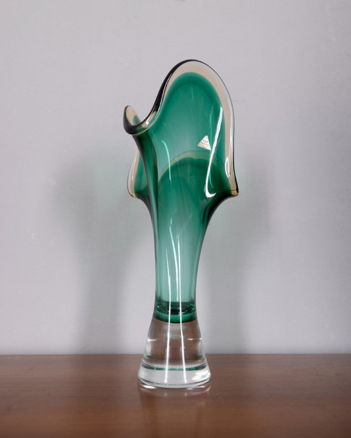 Sommerso Vase in Green Murano Glass by V.A.C. Cimarosti & Pinzan, 1960s – vazen (photo 2 of 9)