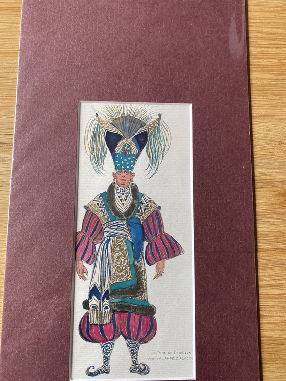 Image 1 of Leon Bakst 1927 Dibujo original - Traje de Barbizon