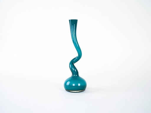 Turquoise vase, Swing Vase, Danish design, manufactured by Normann Copenhagen, designed by Britta Bonnesen