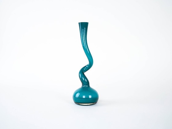 Image 1 of Turquoise vase, Swing Vase, Danish design, manufactured by Normann Copenhagen, designed by Britta Bonnesen