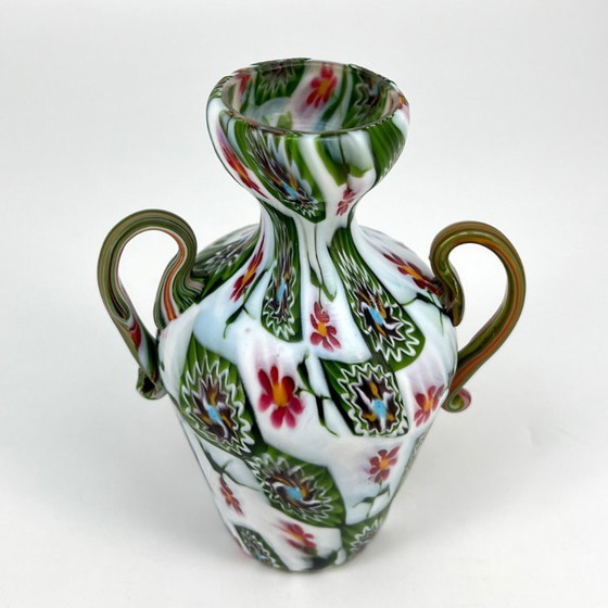 Image 1 of Vintage Murano Millefiori glass amphora – attr. Fratelli Toso