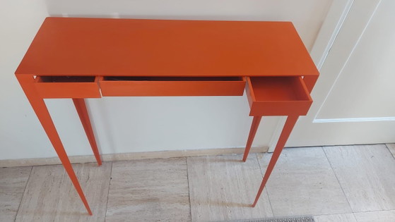 Image 1 of Orange Console/Dressing Table with 3 Drawers
