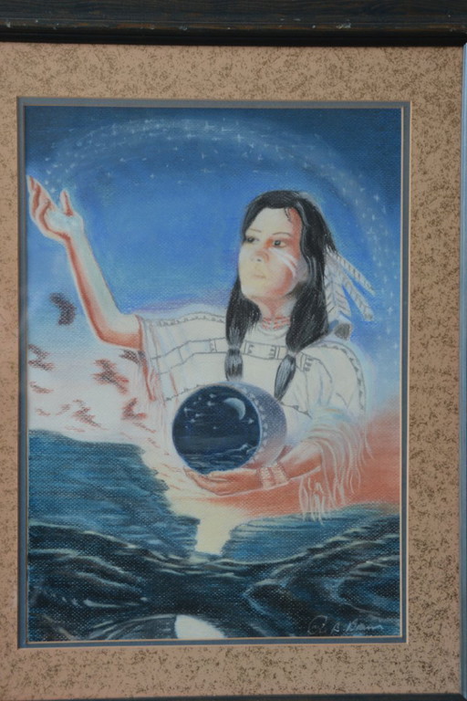 Krijt tekening van  Ann  Brown 