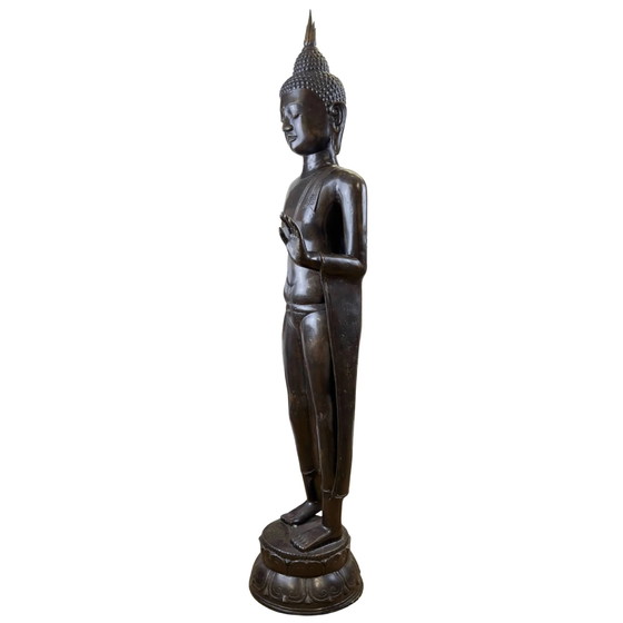 Lifesize Bronze Walking Buddha – 117 cm – Sculpture (photo 6 of 11)