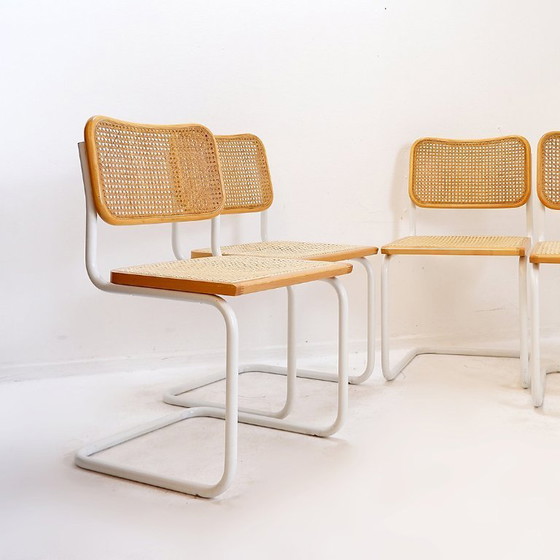 Image 1 of Satz von 4 italienischen Stühlen mit Kannelüren, Stil Mitte des Jahrhunderts, im Stil von Marcel Breuer