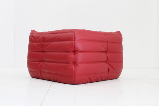 Togo hoek fauteuil rood leer Ligne Roset Michel Ducaroy