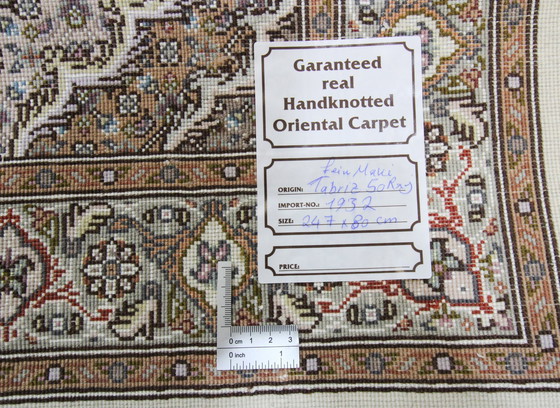 Image 1 of Origineel handgeknoopt Perzisch tapijt Tabriz 40 Raj Fijn 247 X 80 Cm Topconditie met zijde